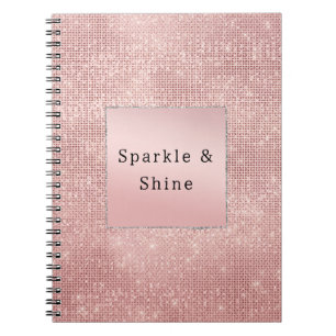 Caderno Espiral Glitter Castanho Rosa Dourado