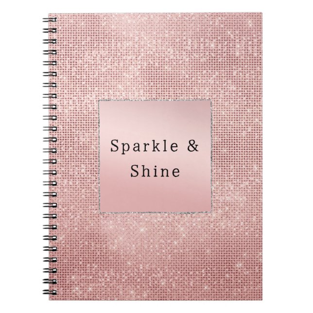 Caderno Espiral Glitter Castanho Rosa Dourado (Frente)