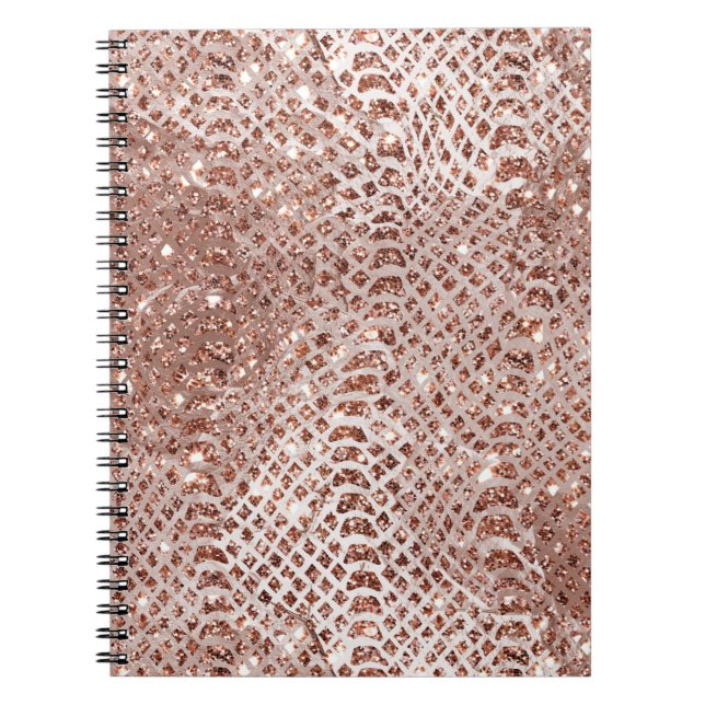 Caderno Espiral Glitter Cobra rosa Dourado (Frente)