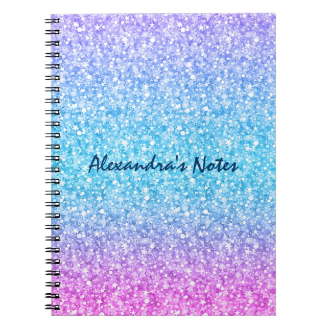 Caderno Espiral Glitter Colorido E Grelhas (Frente)