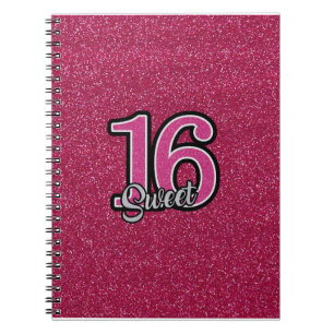 Caderno Espiral Glitter cor-de-rosa SWEET16