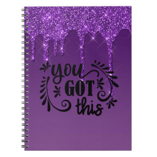 Caderno Espiral Glitter de Coleta Roxo   Você Recebeu Isso