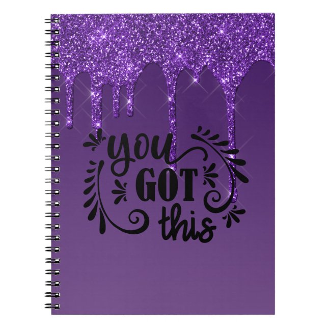Caderno Espiral Glitter de Coleta Roxo | Você Recebeu Isso (Frente)