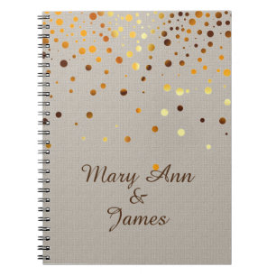 Caderno Espiral Glitter de Confete Dourado Falso Folheado Roxo Not