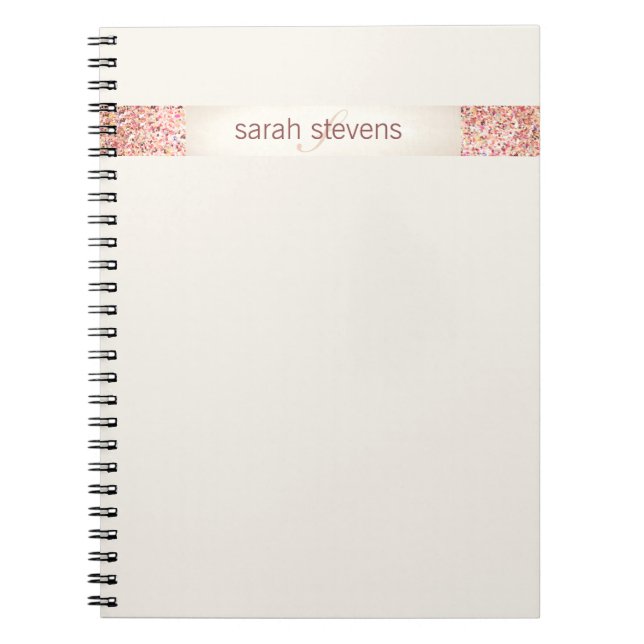 Caderno Espiral Glitter de Confetti Rosa (Frente)