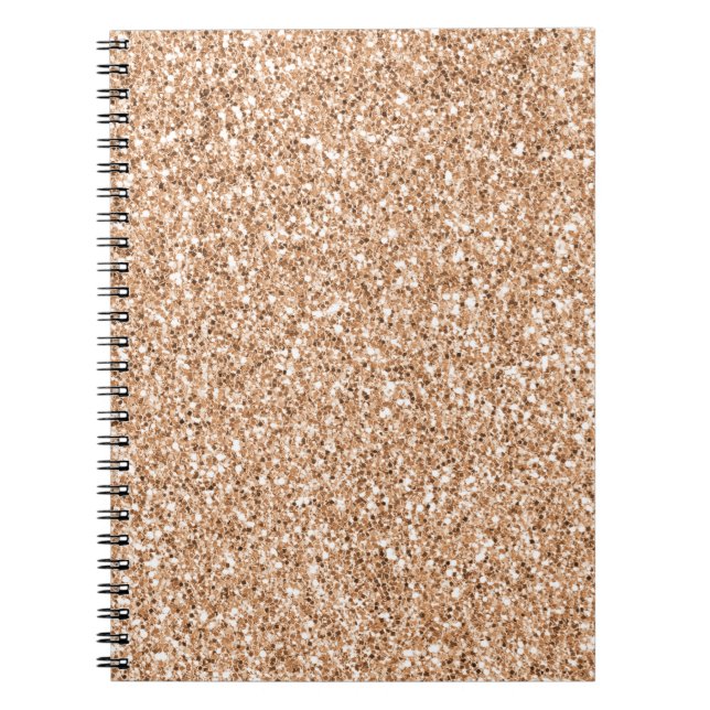 Caderno Espiral Glitter de Lâmina Dourada do Rosa de Pêssego (Frente)