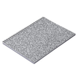 Caderno Espiral Glitter de Prata Metálico