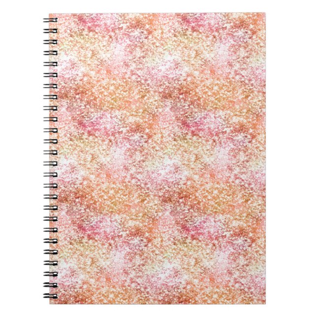 Caderno Espiral Glitter de Unicórnio Rosa Pêssego (Frente)