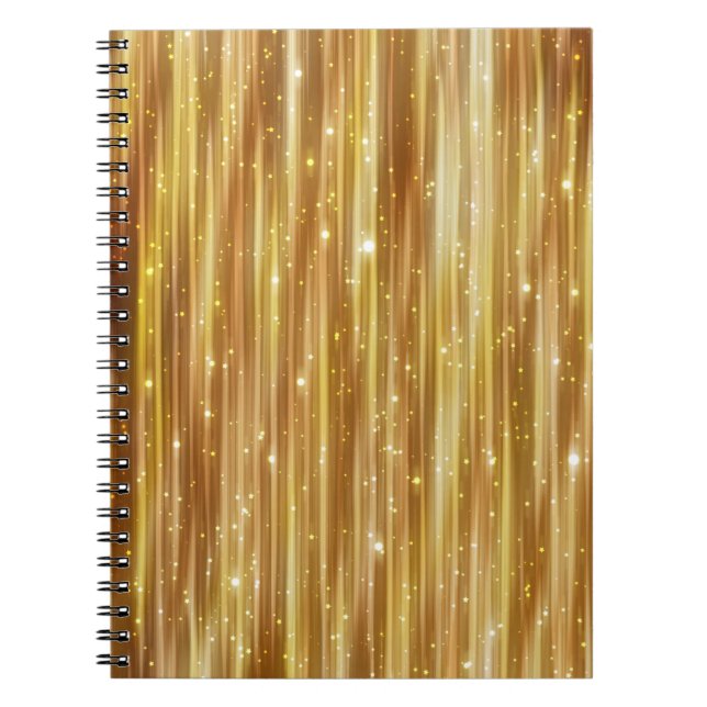 Caderno Espiral Glitter do ouro: Fundo do Abstrato brilhante. (Frente)