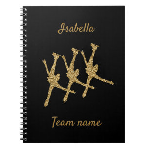 Caderno Espiral Glitter dourado da linha do notebook de skate sinc