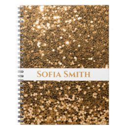 Caderno Espiral Glitter Dourado Personalizado