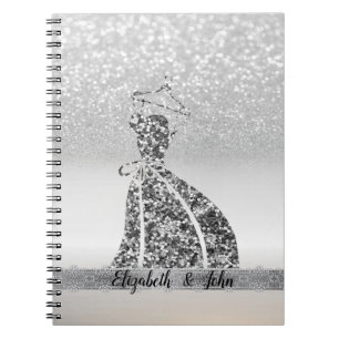 Caderno Espiral Glitter Elegante Bokeh, Vestido