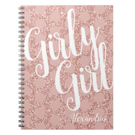 Caderno Espiral Glitter Girly Girl Bolinhas Name Blush Pink