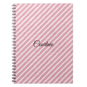 Caderno Espiral Glitter Girly Pink Stripes