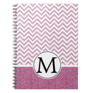 Caderno Espiral Glitter Glitter Chevron - Glam - Rosa