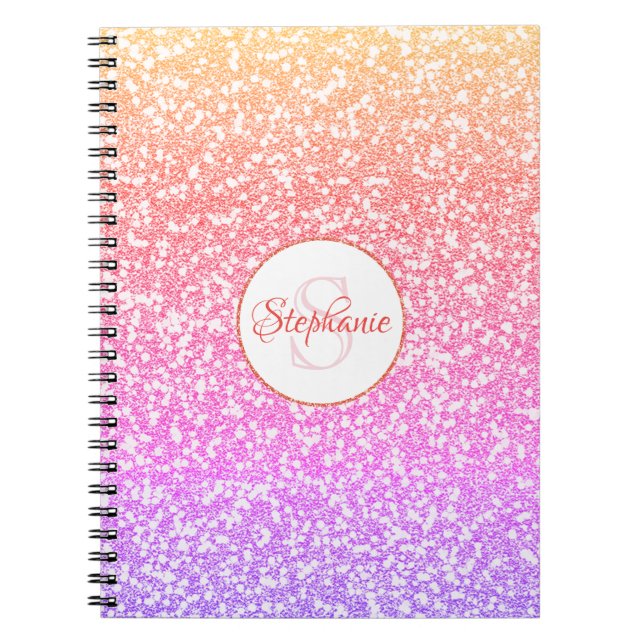 Caderno Espiral Glitter Glitter Cute Monograma (Frente)