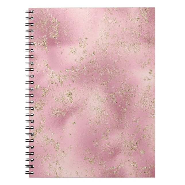 Caderno Espiral Glitter Glitz Brikle Rosa Dourado (Frente)