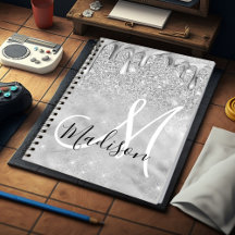 Glitter mágico prateado pinga monograma