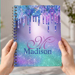 Caderno Espiral Glitter ombre púrpura púrpura púrpura pingue-gota