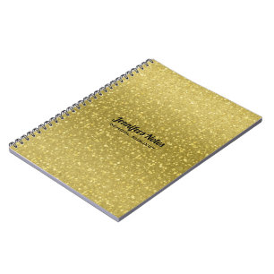 Caderno Espiral Glitter Retroativo Dourado E Faíscas
