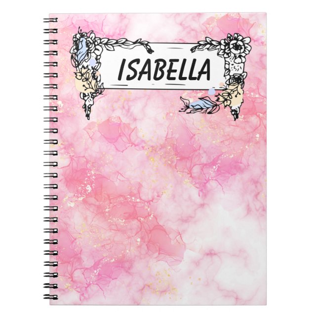 Caderno Espiral Glitter Rosa Romântico Pastel (Frente)