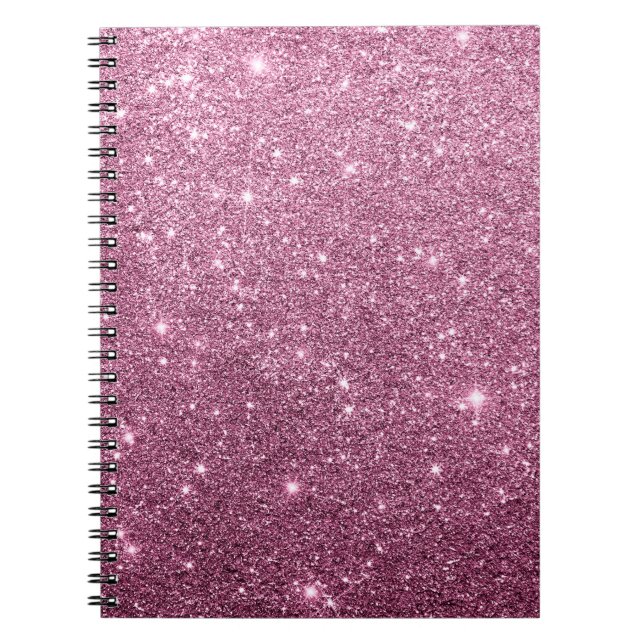 Caderno Espiral Glitter rosado e elegante de abstrato cor-de-rosa- (Frente)
