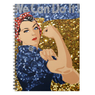Caderno Espiral glitter rosie, o rivete