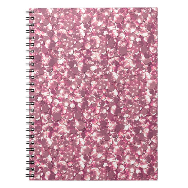Caderno Espiral Glitter sem costura cintilação sequências prateada (Frente)