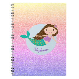 Caderno Espiral Glitter Sereia Bastante Personalizado