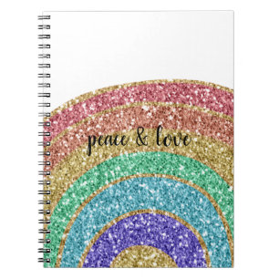 Caderno Espiral Glitter Sparkle Dourado Rainbow personalizado