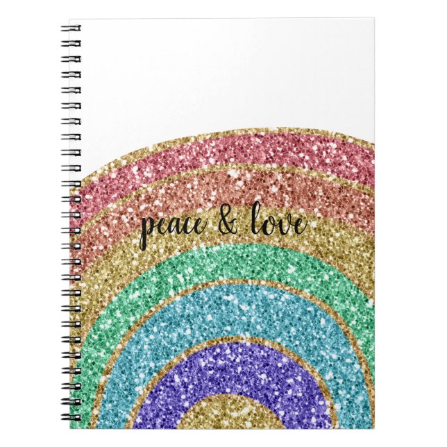 Caderno Espiral Glitter Sparkle Dourado Rainbow personalizado (Frente)