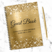 Glittery Gold Foil 50º Aniversário Guestbook