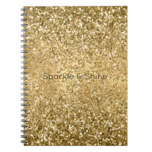Caderno Espiral Glitzy Dourado Glam Glitter Sparkle