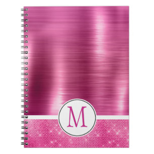 Caderno Espiral Glitzy Pink Glam Sparkle Monograma