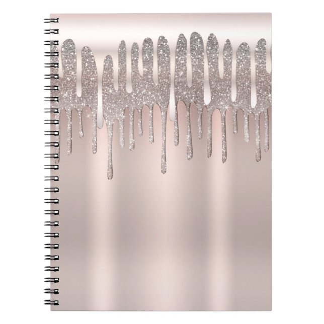 Caderno Espiral Glixa Rosa Rosa Dourada Diamante Glitter Sparkle D (Frente)
