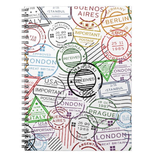 Caderno Espiral Globetrotter Travelling Stamped Journal (Frente)