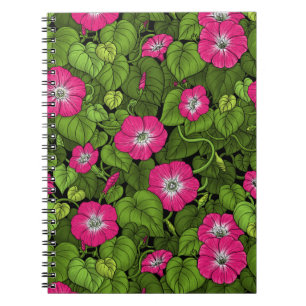 Caderno Espiral Glória da manhã em rosa e verde