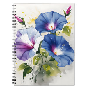 Caderno Espiral Glória da Manhã - Flores em aquarela