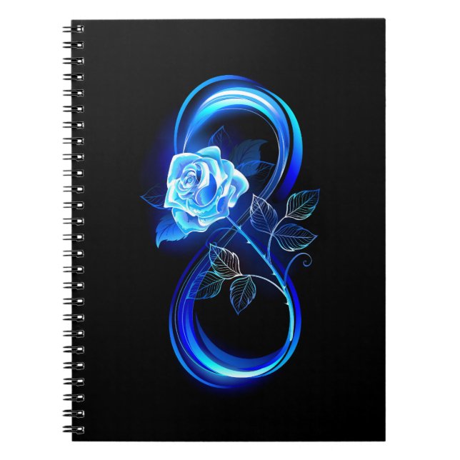 Caderno Espiral Glowing infinity with blue rose (Frente)