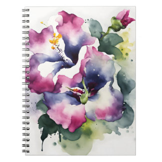 Caderno Espiral Gloxinia - Watercolor flowers