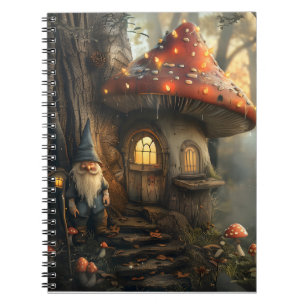 Caderno Espiral Gnome e design de cogumelos