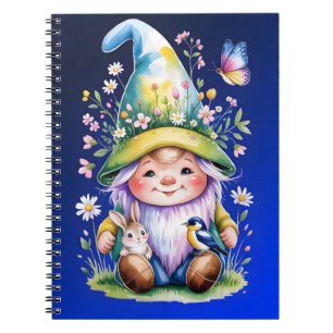 Caderno Espiral Gnomo da Primavera com Coelho e Azulinho
