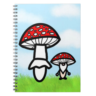 Caderno Espiral Gnomo de cogumelo com cogumelo