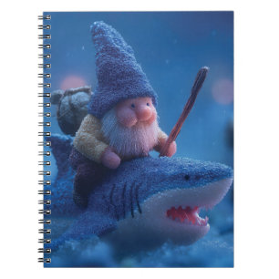 Caderno Espiral Gnomos Whimsical Andando em Tubarões