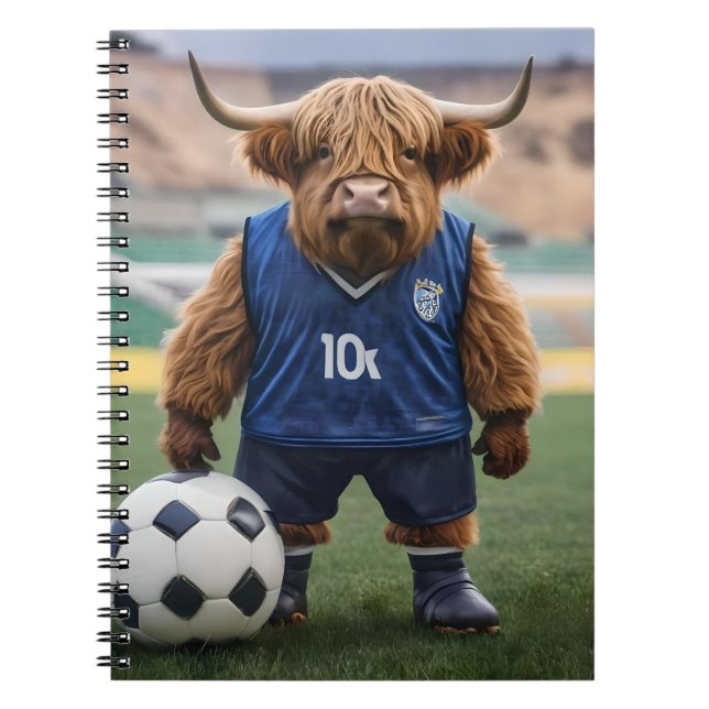 Caderno Espiral "Goal-Getter: Uma Vaca do Planalto Vestida para o  (Frente)