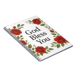 Caderno Espiral God Bless You Religious Rose Floral Cards