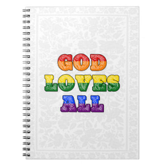 Caderno Espiral "God Loves All" Gay/LGBTQIA+/Queer Christian Pride