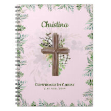 Godchild CONFIRMATION Pink Greenery Cross