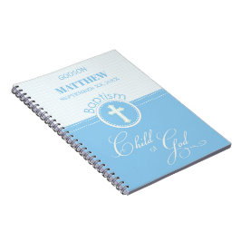 Caderno Espiral Godson Baptism Blue Child of Deus Personalizado
