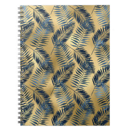 Caderno Espiral Gold Blue Palm Leaf Journal 